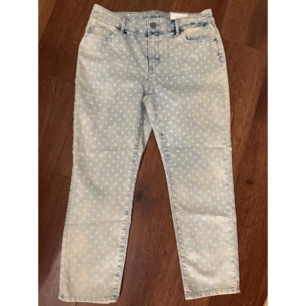Chico's Platinum Light Wash Polka Dot Crop Jeans Size 0 (US 4) Slimming‎